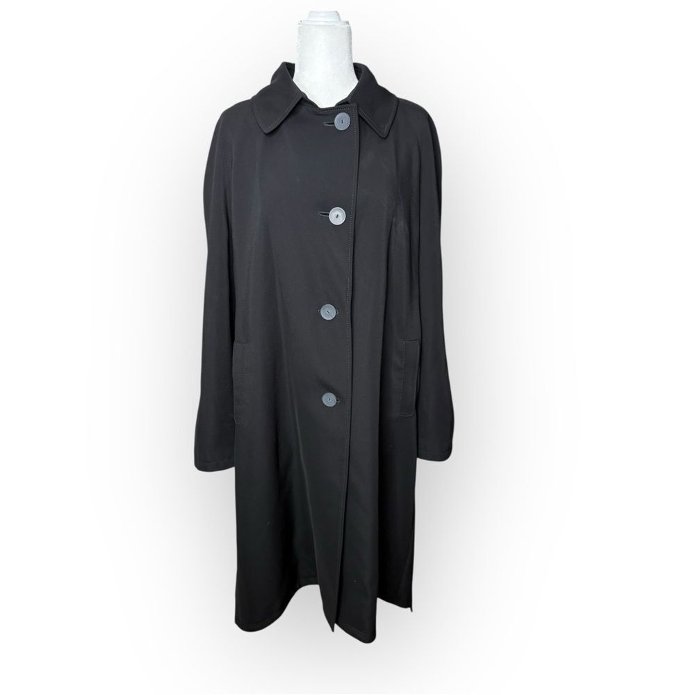 ERICH FEND Long Black Belted Trench Coat Women’s Size 14 US - Picture 7 of 13